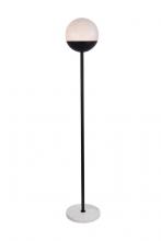  LD6146BK - Eclipse 1 Light Black Floor Lamp with Frosted White Glass