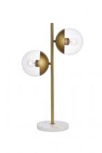  LD6157BR - Eclipse 2 Lights Brass Table Lamp with Clear Glass