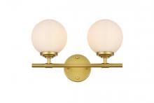  LD7301W15BRA - Ansley 2 Light Brass and Frosted White Bath Sconce