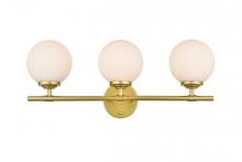  LD7301W24BRA - Ansley 3 Light Brass and Frosted White Bath Sconce