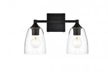  LD7307W15BLK - Gianni 2 Light Black and Clear Bath Sconce