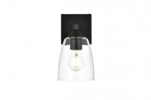  LD7307W5BLK - Gianni 1 Light Black and Clear Bath Sconce