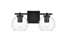  LD7311W15BLK - Juelz 2 Light Black and Clear Bath Sconce