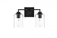  LD7314W14BLK - Ronnie 2 Light Black and Clear Bath Sconce