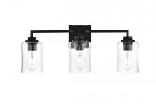  LD7314W23BLK - Ronnie 3 Light Black and Clear Bath Sconce