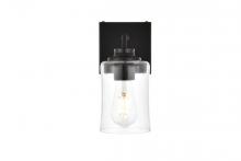  LD7314W5BLK - Ronnie 1 Light Black and Clear Bath Sconce