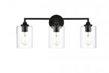  LD7315W23BLK - Mayson 3 Light Black and Clear Bath Sconce