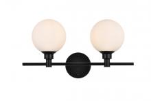  LD7317W19BLK - Cordelia 2 Light Black and Frosted White Bath Sconce