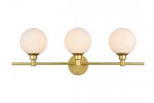  LD7317W28BRA - Cordelia 3 Light Brass and Frosted White Bath Sconce