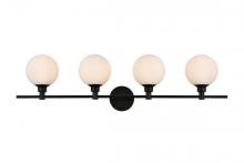  LD7317W38BLK - Cordelia 4 Light Black and Frosted White Bath Sconce
