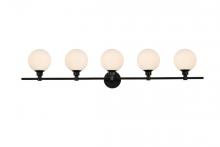  LD7317W47BLK - Cordelia 5 Light Black and Frosted White Bath Sconce