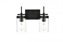  LD7319W14BLK - Benny 2 Light Black and Clear Bath Sconce