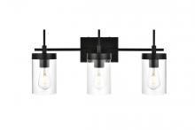  LD7319W24BLK - Benny 3 Light Black and Clear Bath Sconce