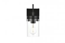  LD7319W5BLK - Benny 1 Light Black and Clear Bath Sconce