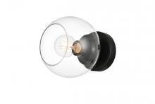  LD7320W7BLK - Rogelio 1 Light Black and Clear Bath Sconce
