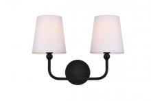  LD7322W16BLK - Colson 2 Light Black and Clear Bath Sconce