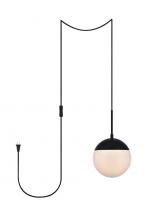 LDPG6026BK - Eclipse 1 Light Black Plug in Pendant with Frosted White Glass