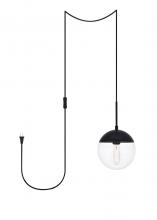  LDPG6027BK - Eclipse 1 Light Black Plug in Pendant with Clear Glass