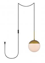  LDPG6030BR - Eclipse 1 Light Brass Plug in Pendant with Frosted White Glass