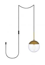  LDPG6031BR - Eclipse 1 Light Brass Plug in Pendant with Clear Glass