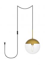  LDPG6037BR - Eclipse 1 Light Brass Plug in Pendant with Clear Glass