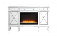  MF61060AW-F2 - Contempo 60 In. Mirrored Credenza with Crystal Fireplace in Antique White