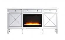  MF61072AW-F2 - Contempo 72 In. Mirrored Credenza with Crystal Fireplace in Antique White