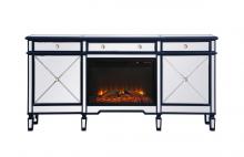  MF61072BL-F1 - Contempo 72 In. Mirrored Credenza with Wood Fireplace in Blue