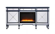  MF61072BL-F2 - Contempo 72 In. Mirrored Credenza with Crystal Fireplace in Blue