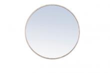  MR4033S - Metal Frame Round Mirror 24 Inch Silver Finish