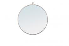  MR4053S - Metal Frame Round Mirror with Decorative Hook 24 Inch Silver Finish