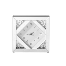  MR9118 - Sparkle 10 in. Contemporary Crystal Square Table clock in Clear