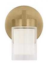  KWWS19927NB - The Esfera Small Damp Rated 1-Light Integrated Dimmable LED Wall Sconce in Natural Brass