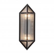  EW332705BKCR - Cairo 5-in Black/Ribbed Glass 2 Lights Exterior Wall Sconce