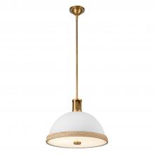  PD331016MWVB - Doral 16-in Matte White/Vintage Brass 2 Lights Pendant