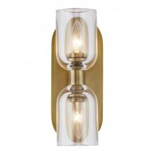  WV338902VBCC - Lucian 11-in Clear Crystal/Vintage Brass 2 Lights Wall/Vanity