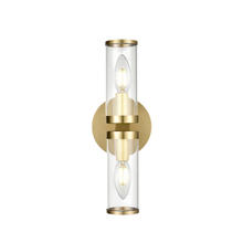  WV309002NBCG - Revolve Clear Glass/Natural Brass 2 Lights Wall/Vanity