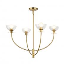  CH515226BGCL - Sylvia 26-in Brushed Gold/Clear Glass 4 Lights Chandelier