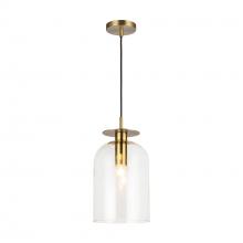  PD515408BGCL - Sylvia 8-in Brushed Gold/Clear Glass 1 Light Pendant