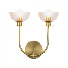  WV515212BGCL - Sylvia 12-in Brushed Gold/Clear Glass 2 Lights Wall Vanity