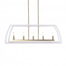  LP1185/WHSG - Segments - 5 Light Linear Pendant in Matte White and Soft Gold