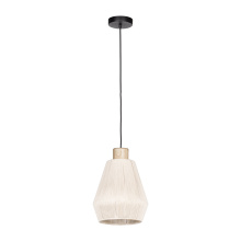 Eglo Canada 205762A - 1 LT Mini Pendant w/ Black Finish & Cream Textile Thread Shade