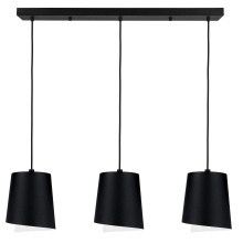 Eglo Canada 206246A - 3 LT Linear Pendant w/ Black Finish & Black w/ White Interior Shade
