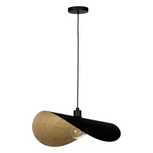 Eglo Canada 206408A - 1 LT Dual Mount Ceiling or Pendant w/ Black Finish & Black & Gold Leaf Shade