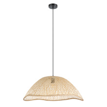 Eglo Canada 390236A - 1 LT Pendant w/ Matte Black Finish & Natural Color Wicker Shade