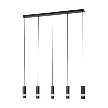 Eglo Canada 39706A - 5 LT LED Linear Pendant w/ Black Finish & Black Cylinder Shades w/ Clear Seeded Diffusers