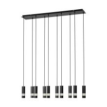 Eglo Canada 39707A - 10 LT LED Linear Pendant w/ Black Finish & Black Cylnder Shades & Clear Seeded Diffusers