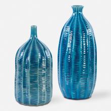  17719 - Uttermost Bixby Blue Vases, S/2