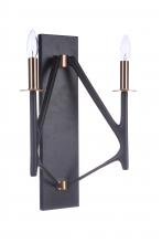  55562-FBSB - The Reserve 2 Light Wall Sconce in Flat Black/Satin Brass