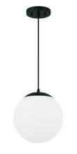  56891-FB-WG - Gaze 10" 1 Light Pendant in Flat Black, White Glass